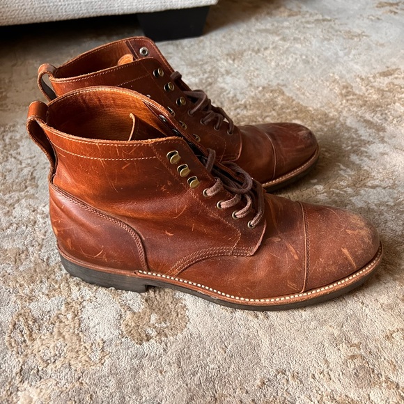 J. Crew Shoes Jcrew Kenton Leather Cap Toe Boots In Brown Size 1